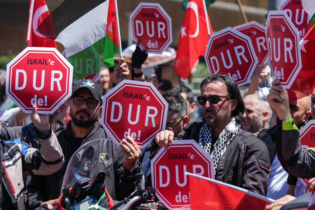 Motosikletlilerden İsrail Başkonsolosluğu önünde ‘soykırım’ protestosu 11